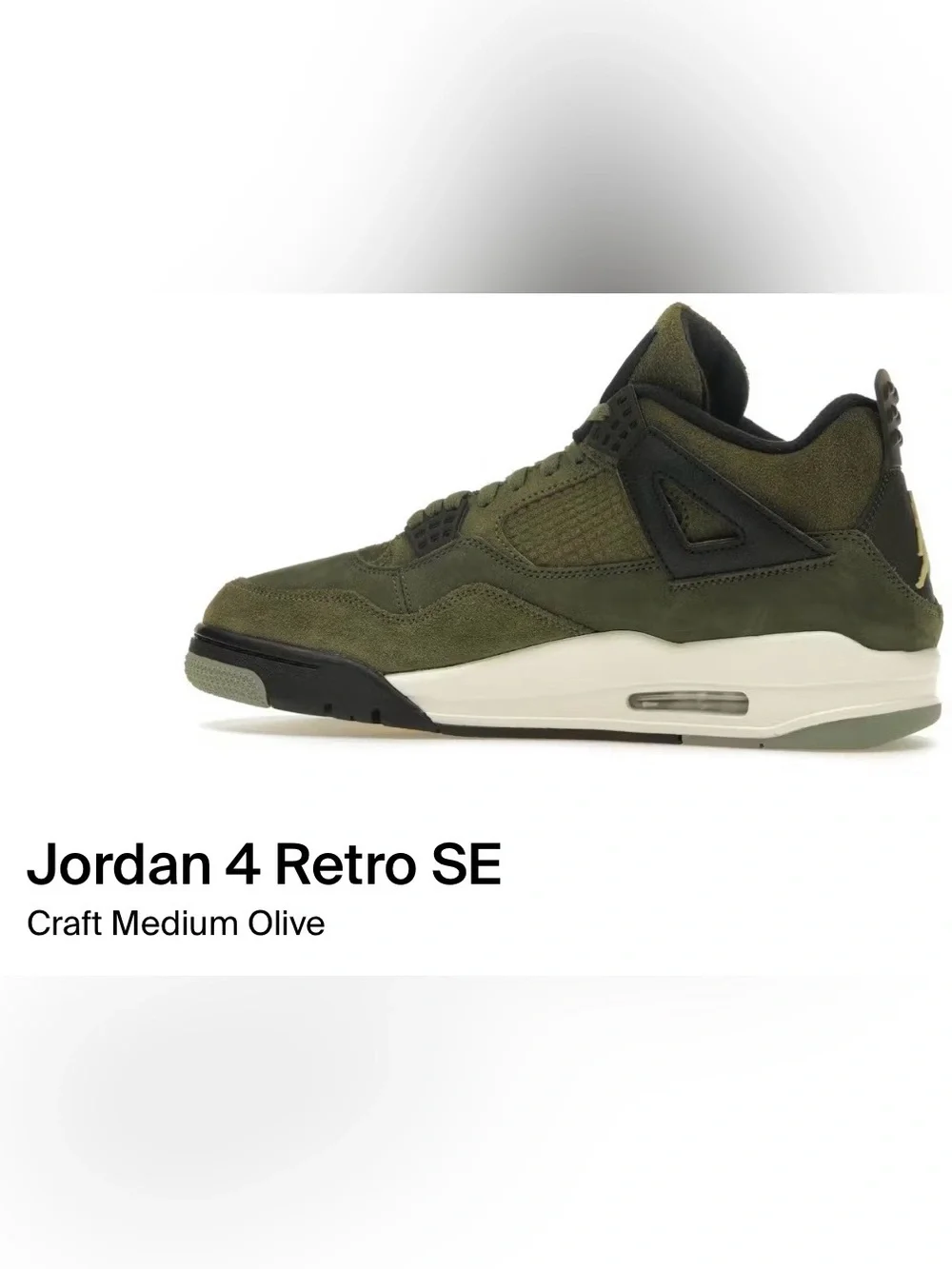 Jordan 4 Retro Olive Green and Black Men's Sneakers